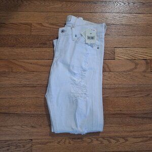 NWT Lucky Brand Hayden Skinny Stretch White Denim Jeans Size: 2/26  Distressed